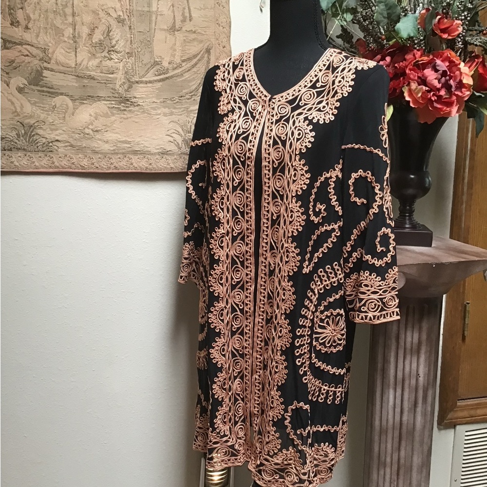Simply Couture Black Dress with Gold Detailing
